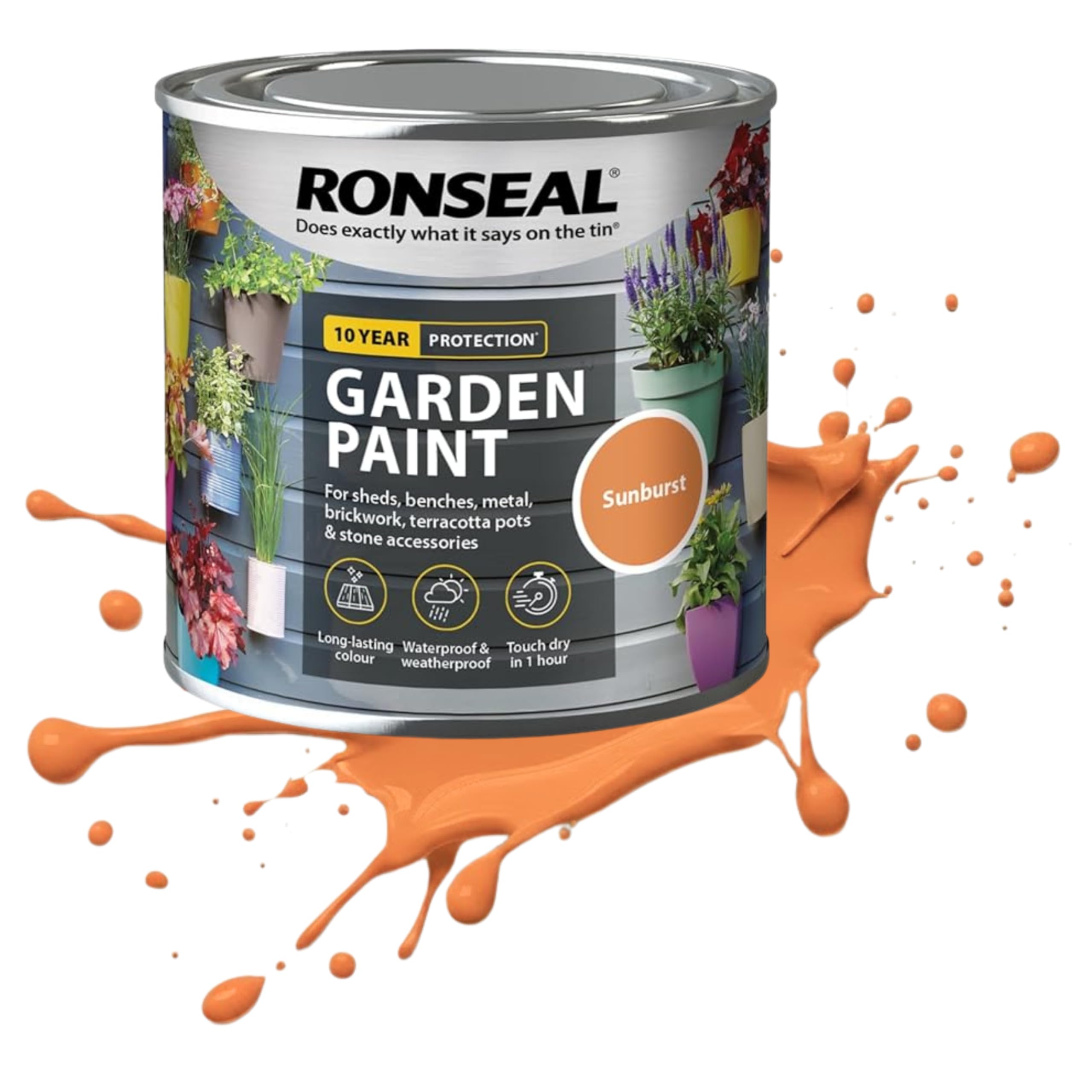 AOC24 250ML Garden Paint Sunbrust, Water Based Outdoor Paints, Long Lasting Weather Resistant, Fast Drying Color for Wood, Bricks, Pots, Anti Crack Peeling DIY Paint (Sunburst, 250 M L)