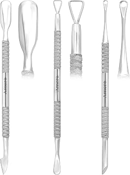 3 Piece Amero Cuticle Pusher Set, Professional Cuticle Remover Tools, Dual-Ended Nail Cuticle Pusher and Scraper for Manicure Pedicure, Fingernails and Toenails Silver