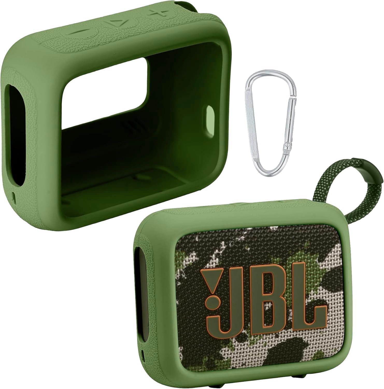 co2CREA Silicone case for JBL Go 4 Waterproof Portable Bluetooth Speaker, Portable Ultra-light Protective Sleeve with Carabiner (Not Included speaker)