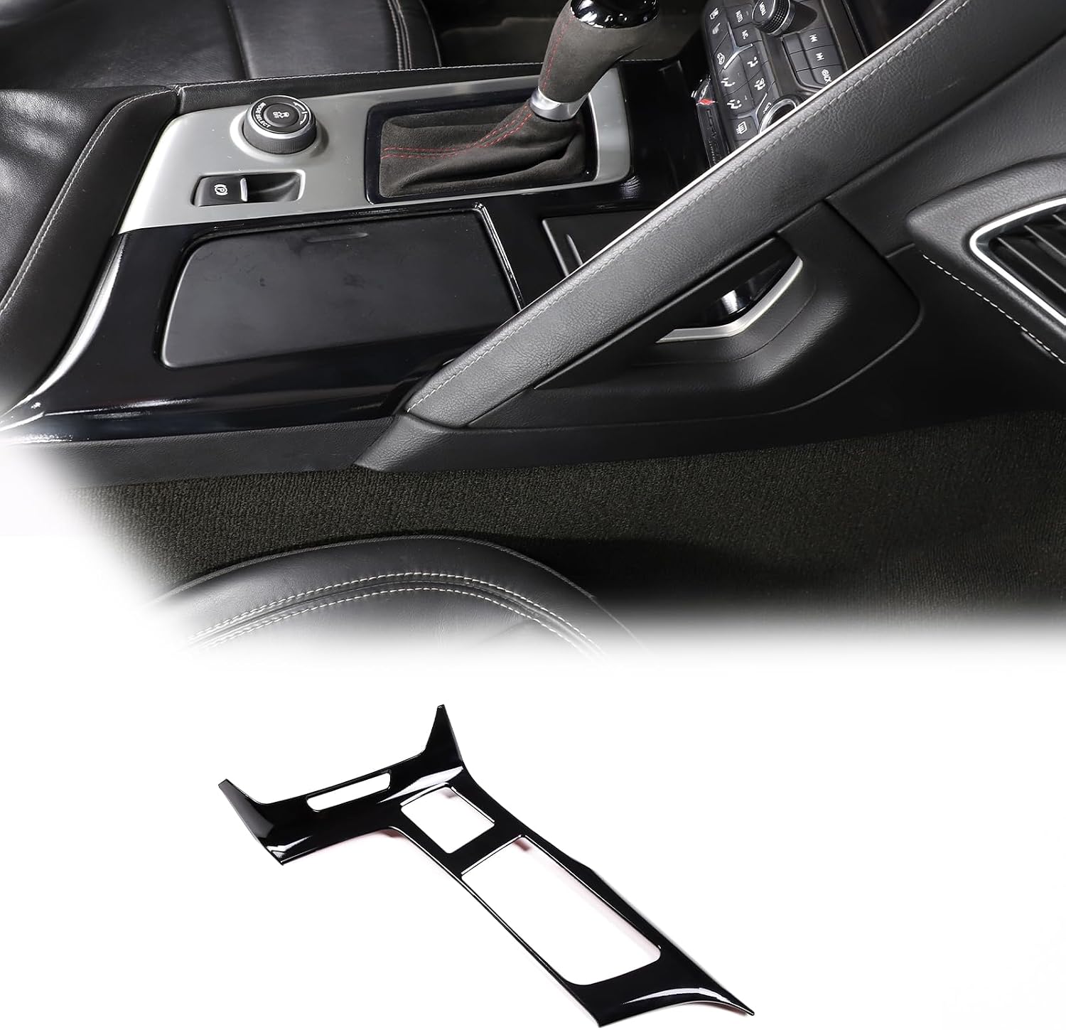 Gear Shift Panel Cover Trim ABS 1PCS Compatible with Corvette C7 Stingray 2014-2019 Center Console Cup Holder Panel Decorative Frame Molding Cover (Orange)