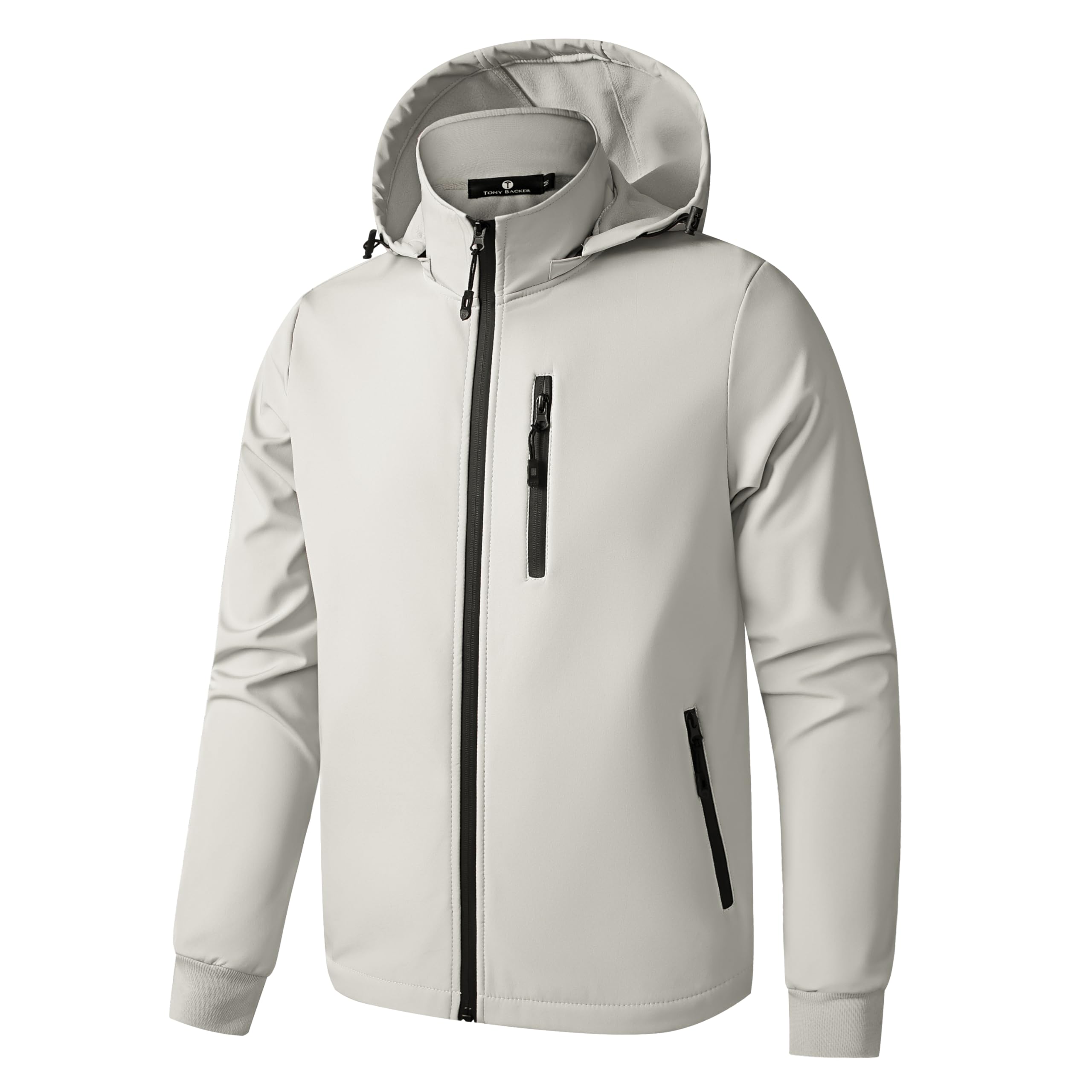 TONY BACKER Giacca Jacket Uomo In Softshell Impermeabile Antivento con Cappuccio Giubbotto Caldo Per Trekking Casual 6860