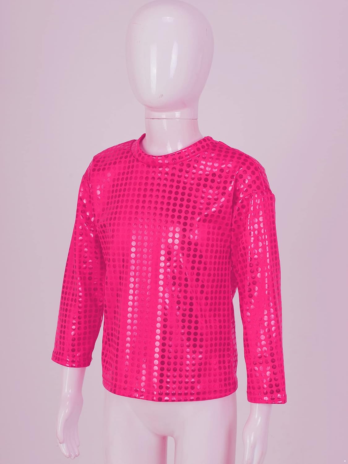 Linjinx Kids Boys Girls Sequins Long Sleeve Dance Top Jazz Hip Hop Performance Disco Costume Athletic Tee Shirt Dancewear