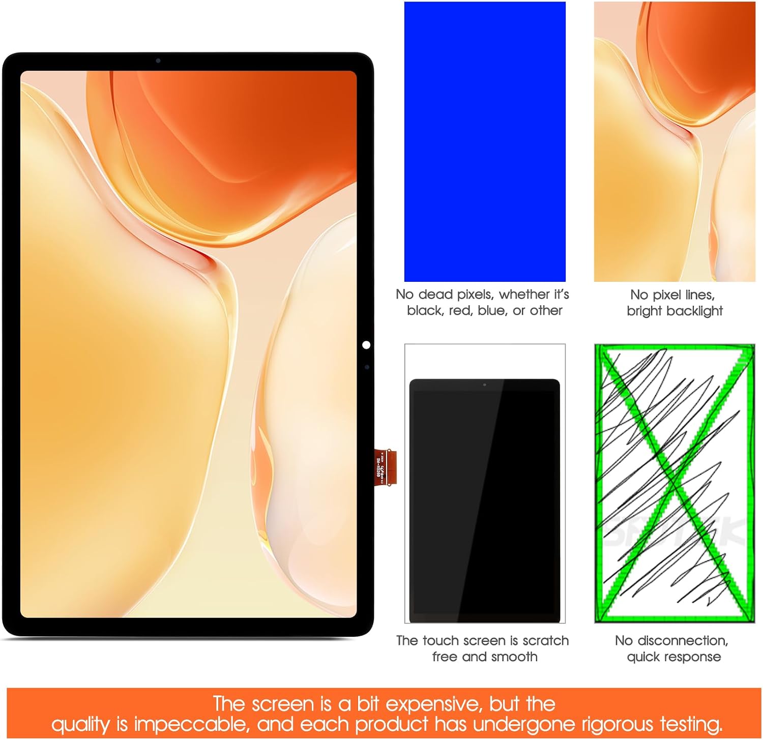 LCD Screen for Samsung Galaxy Tab S10 FE Screen Replacement for Samsung Tablet S10 FE LCD Screen SM-X520,SM-X526,SM-X526B Touch Display Digitizer Assembly Repair Parts（Black No Frame）