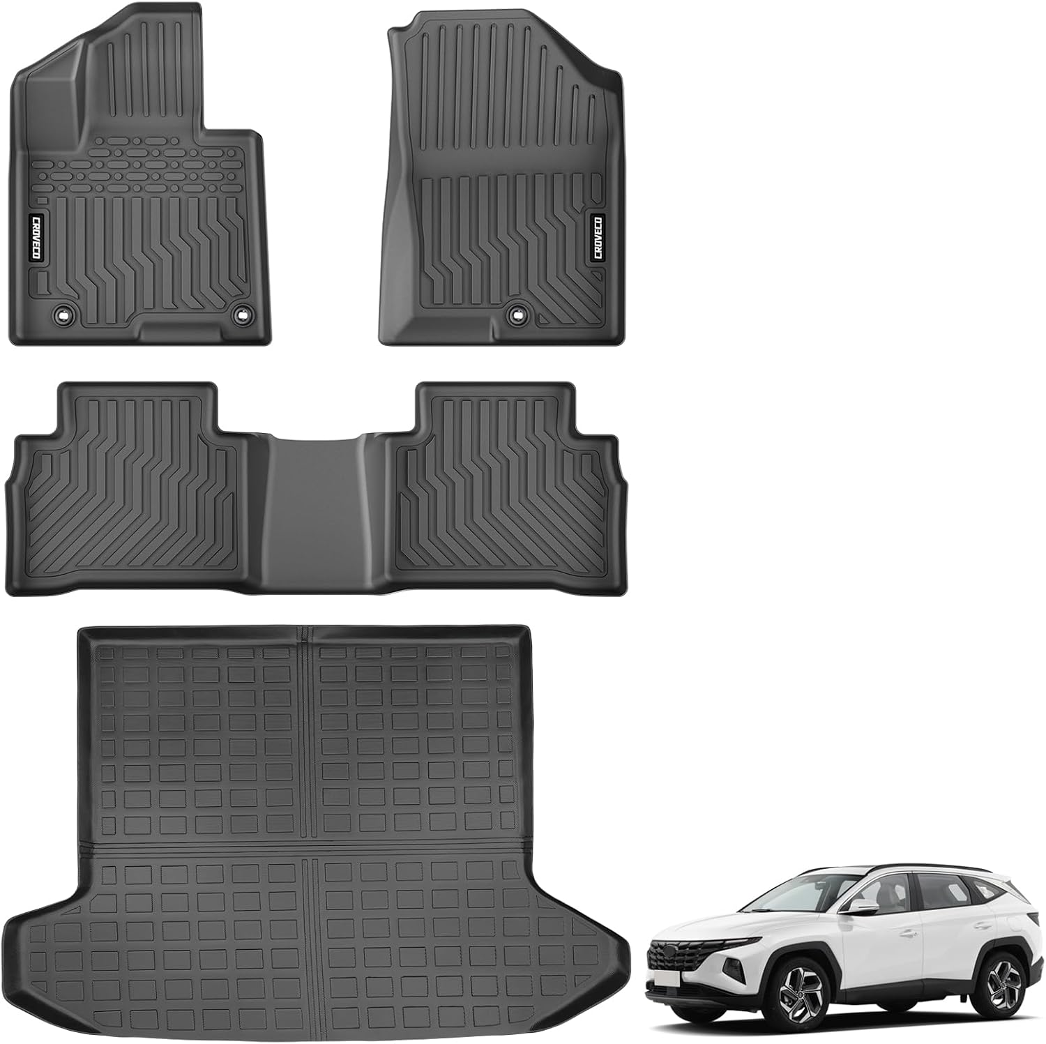 Floor Mats & Cargo Liner Compatible with 2022-2026 Hyundai Tucson(Not for Hybrid),TPE All Weather Floor Liners & Cargo Mat 4pcs Full Set Tucson Accessories Black