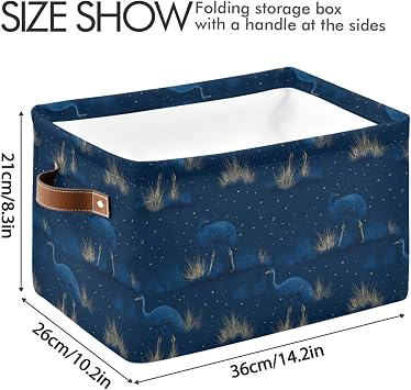 storage baskets Desert Emu Mars Dark Blue collapsable and waterproof baskets organization and storage boxes with sturdy handle tub square 2 pack for nursery cajas plegables para almacenar