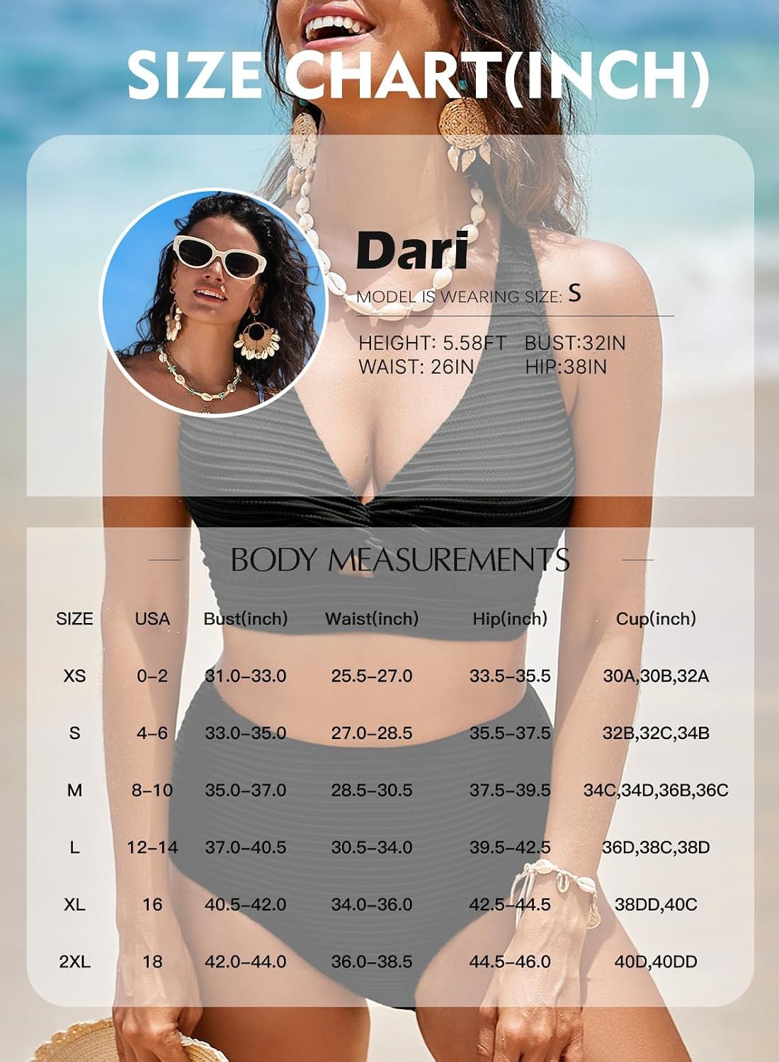 Herseas Women's Textured Bikini Sets Twist Front Top Swimsuits High Waisted Bathing Suits