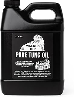 WALRUS OIL - Pure Tung Oil, for Any Woodworking Project, Hardwood Floors, Outdoor Furniture, and More. Vegan, 32oz Jug