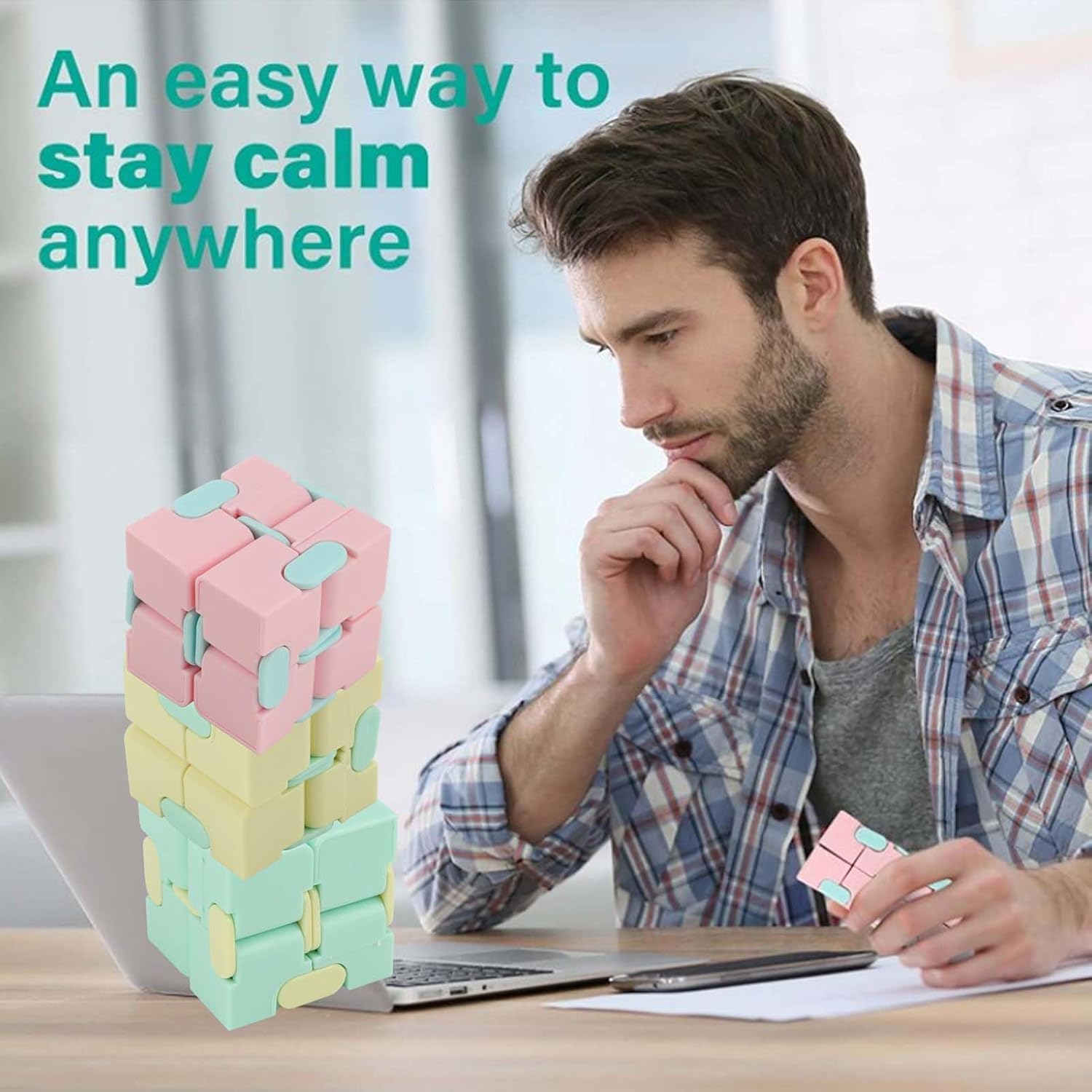 Infinite Cube Plastic Mini Fidget Toy 3 Pieces Decompression Game Improves Focus Ideal for Office Staff and School Supplies for Adults