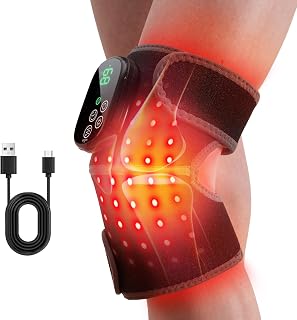 Cordless Red Light Therapy Knee Heating Pad with Heat - 660nm&850nm Knee Brace with 5 Heating Levels, 5000mAH Rechargeable Battery for Knee Shoulder Elbow, Gifts for Men Women, Black 1PC