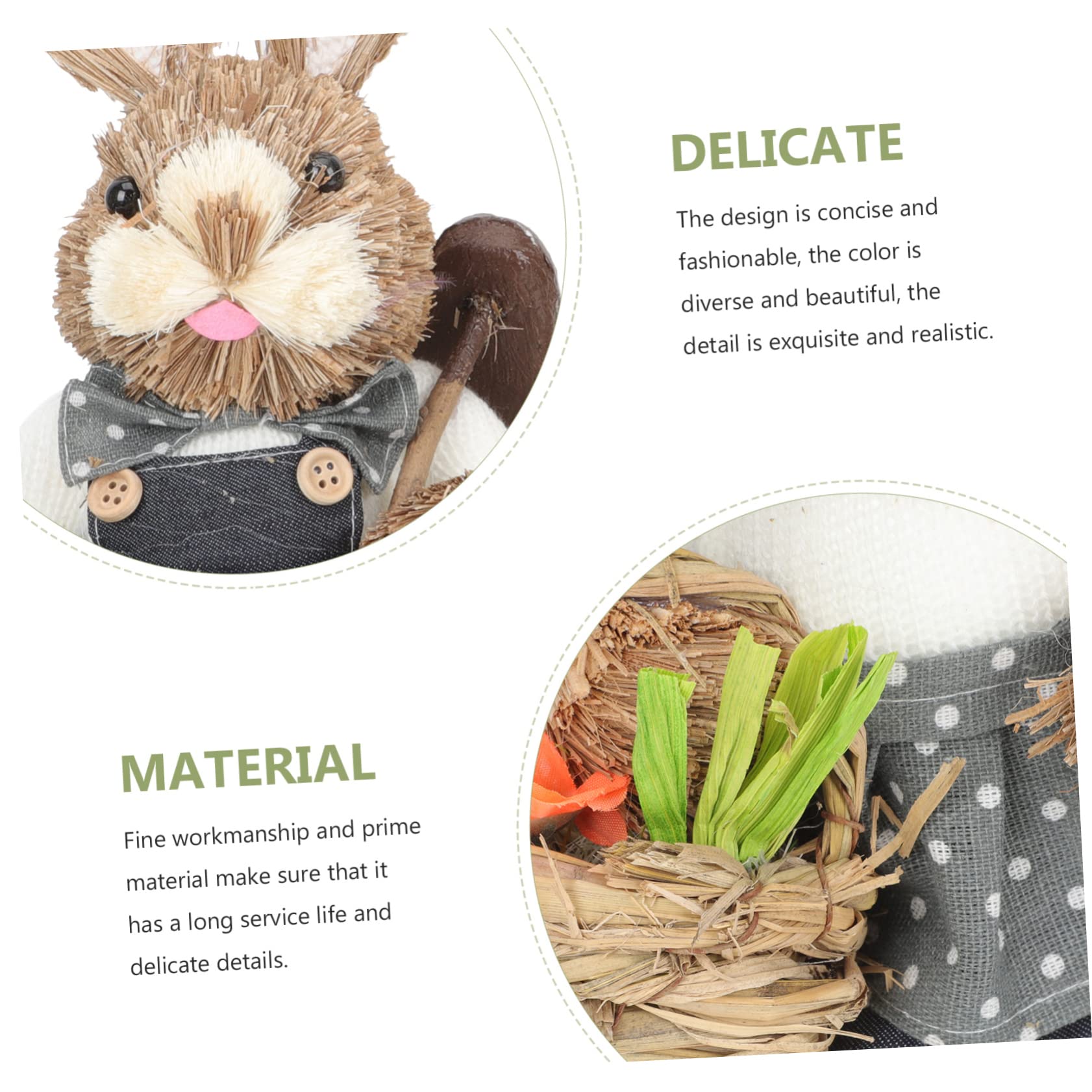 ABOOFAN 4 Stück handgefertigter Hase aus Stroh Animal Figures Dekoration Schlafzimmer Frühling Osterhasenfiguren Tiere die Röcke Strohhasen- geflochtene Häschenstatue Jahrgang Tisch