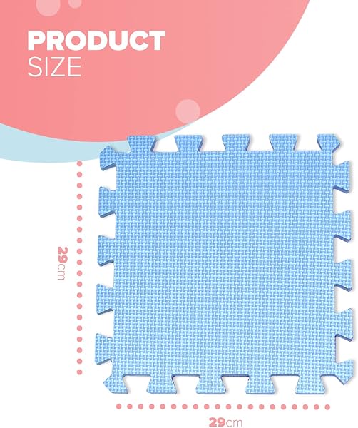 kidoola Foam Baby Play Mat (29x29cm) – Thick & Soft EVA Foam Interlocking Floor Tile Matting for Children – Large Multi Colour, Safe & Comfortable 7mm Thick Play Flooring (9pc) - 2