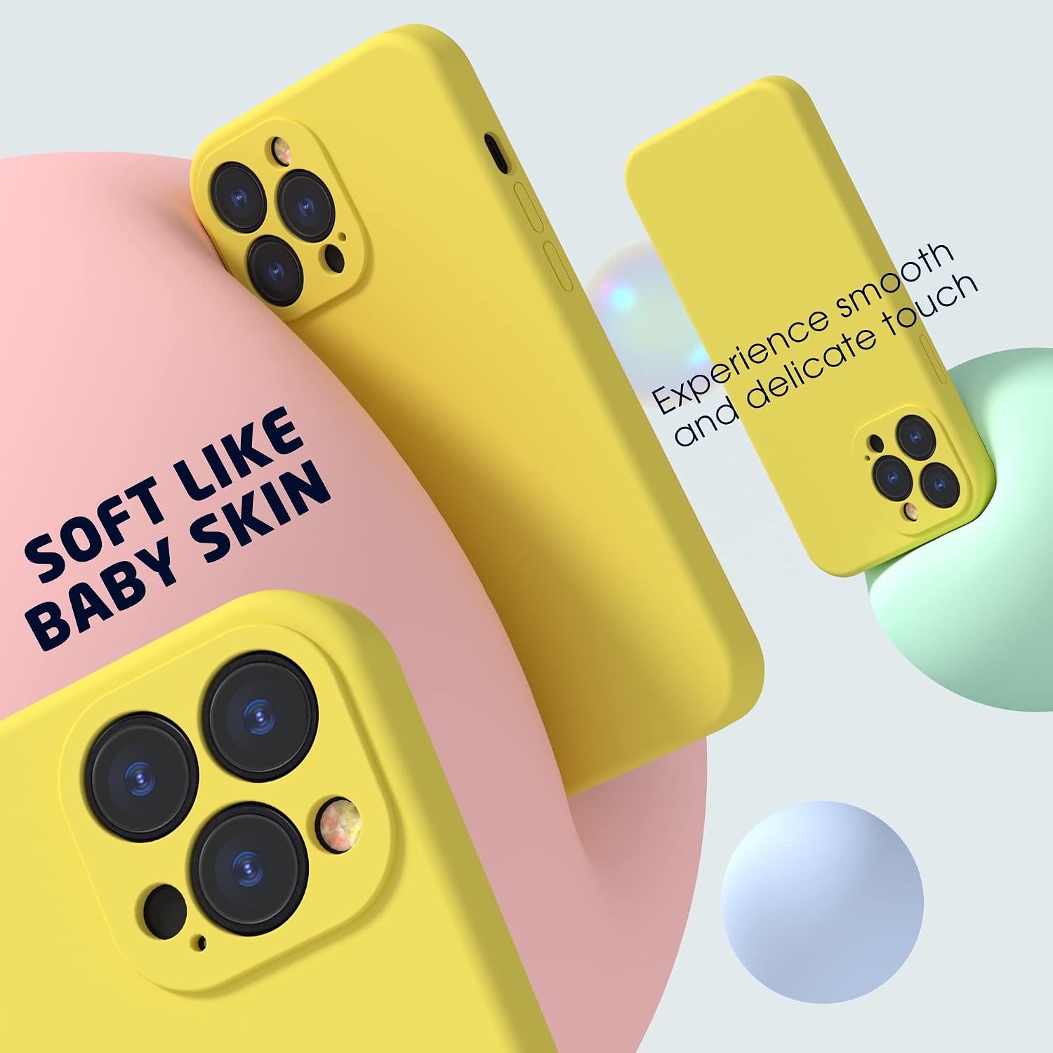 ABITKU Compatible with iPhone 13 Pro Max Case 2021, Liquid Silicone Gel Rubber Full Coverage [with Camera Protection] Phone Case for iPhone 13 Pro 6.7 inch (Lemon Yellow)