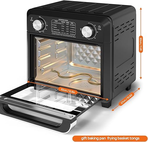 Miniatura 3 de Freidora de aire, 11 cuartos de galón, circulación de aire caliente de 360 para una cocción saludable sin aceite, combo multifuncional de convección