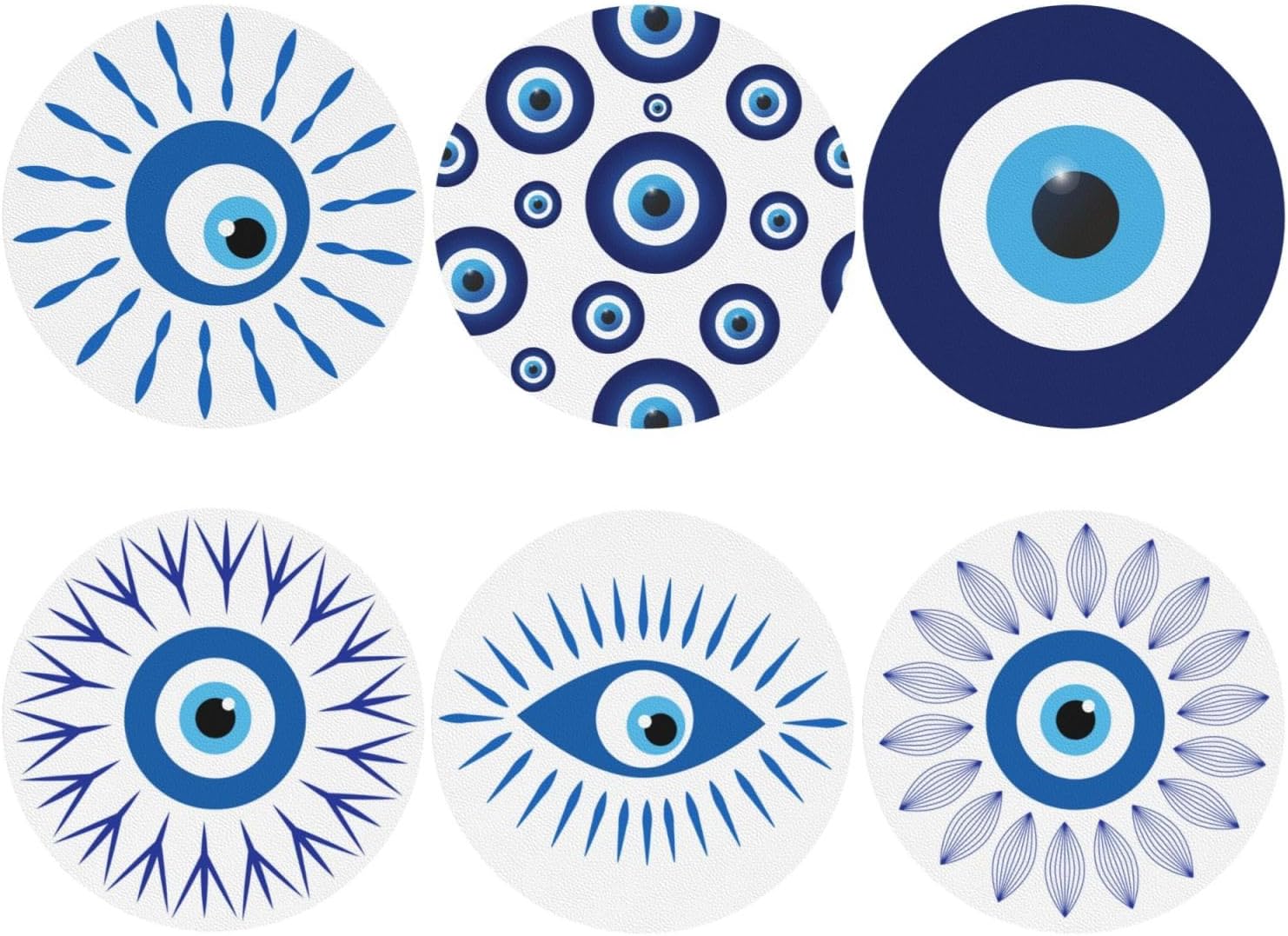 Greek Evil Eye Devil Eyes Coasters Set of 6 Coasters for