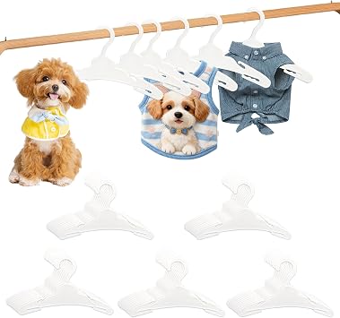 50 Pack Dog Clothes Hangers 7 Inch Non-Slip Pet Clothes Hangers Plastic