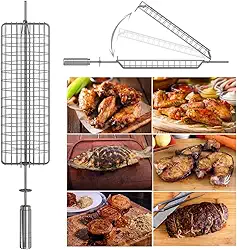 Espeto Grelha Giratório Côncava 65cm ARTINOXGRILL - Abre-Fecha - Ideal para Peixes/Frangos