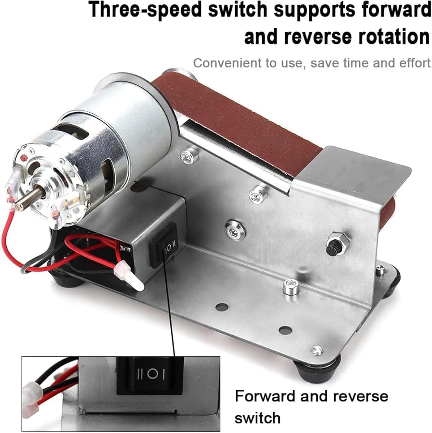 3-in-1 Mini Belt Sander 7-Speed Knife Sharpener Bench Grinder | With Sanding Belts. Multi-purpose Buffer Polisher For Metal, Woodworking & DIY Handcrafts,with Reverse Switch