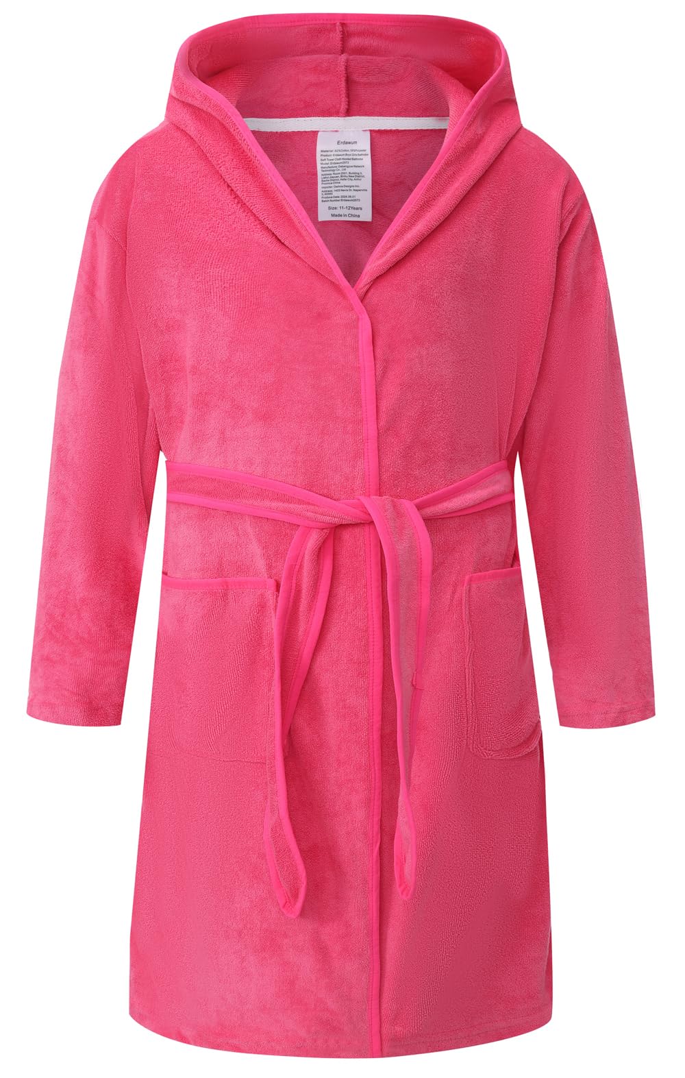 Erdawum Boys Girls Bathrobe Soft Towel Hooded Robe Kids Terry Cloth Cotton Robes