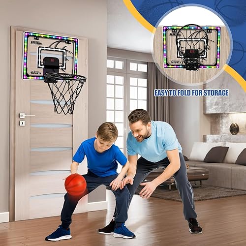 Miniatura 4 de AOKESI Indoor Mini Basketball Hoop Set with 3 Balls for Kids and Adults - Pro Mini Basketball Hoop for Door with Complete Basketball Accessories
