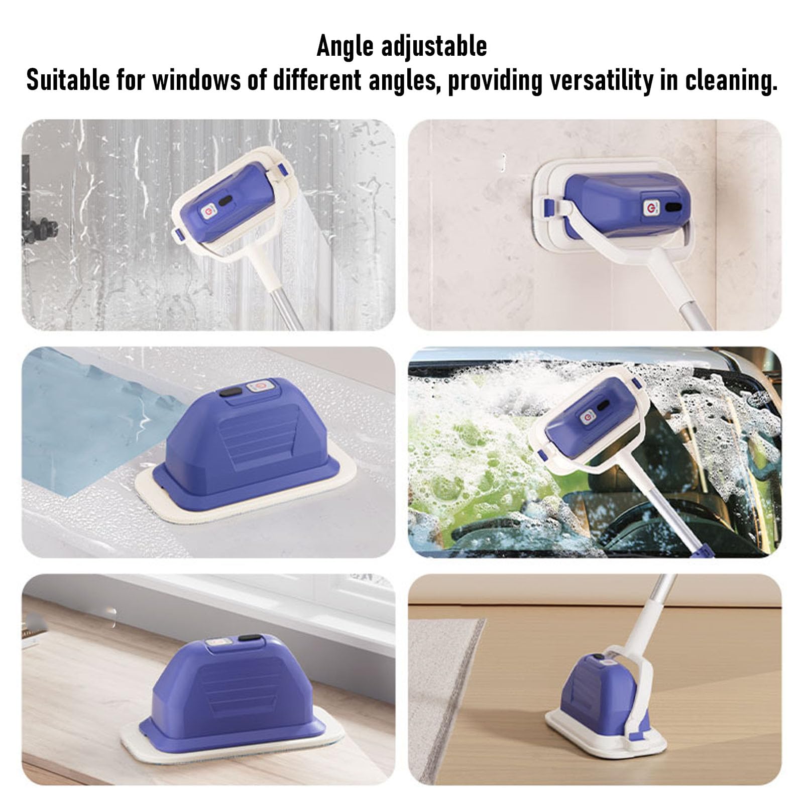 Sxhlseller Limpiador de Ventanas Inalámbrico con Barra de Extensión |Lavacristales Recargable de 5 W para Ventanas Altas, Mesas y Baldosas de Mármol
