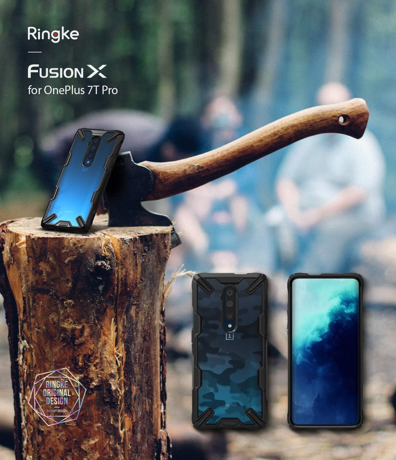 Ringke Fusion X Design Case Designed for Both OnePlus 7T Pro, OnePlus 7T Pro 5G Model (2019) - Camo Black