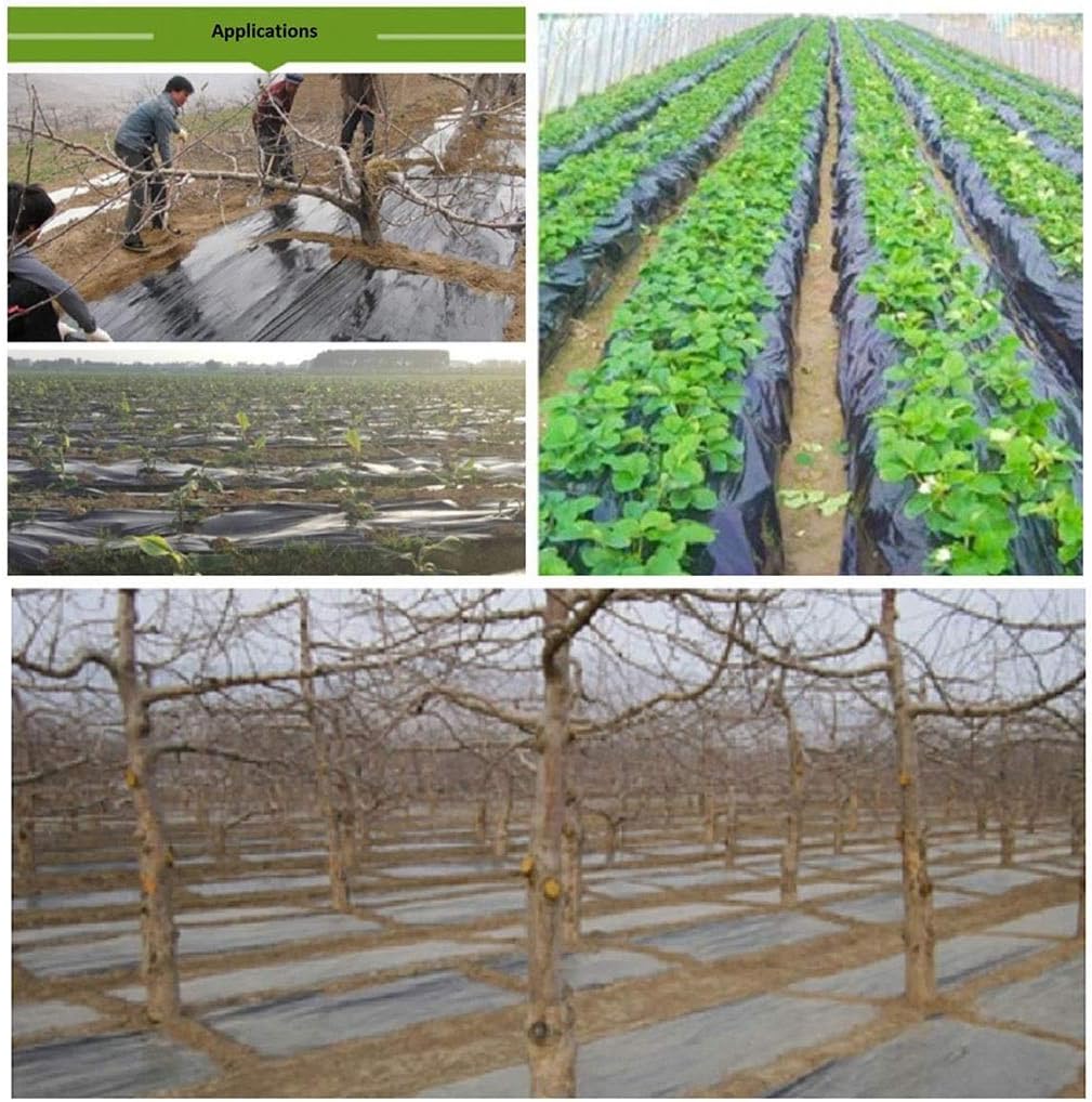 WGD Dimo Agriculture Weeding Black Mulch, 0.8m Width Thicken 0.01mm Vegetable Greenhouse Strawberry Special Plastic Film, Plants Grow Films (Size : 0.8mx20m)