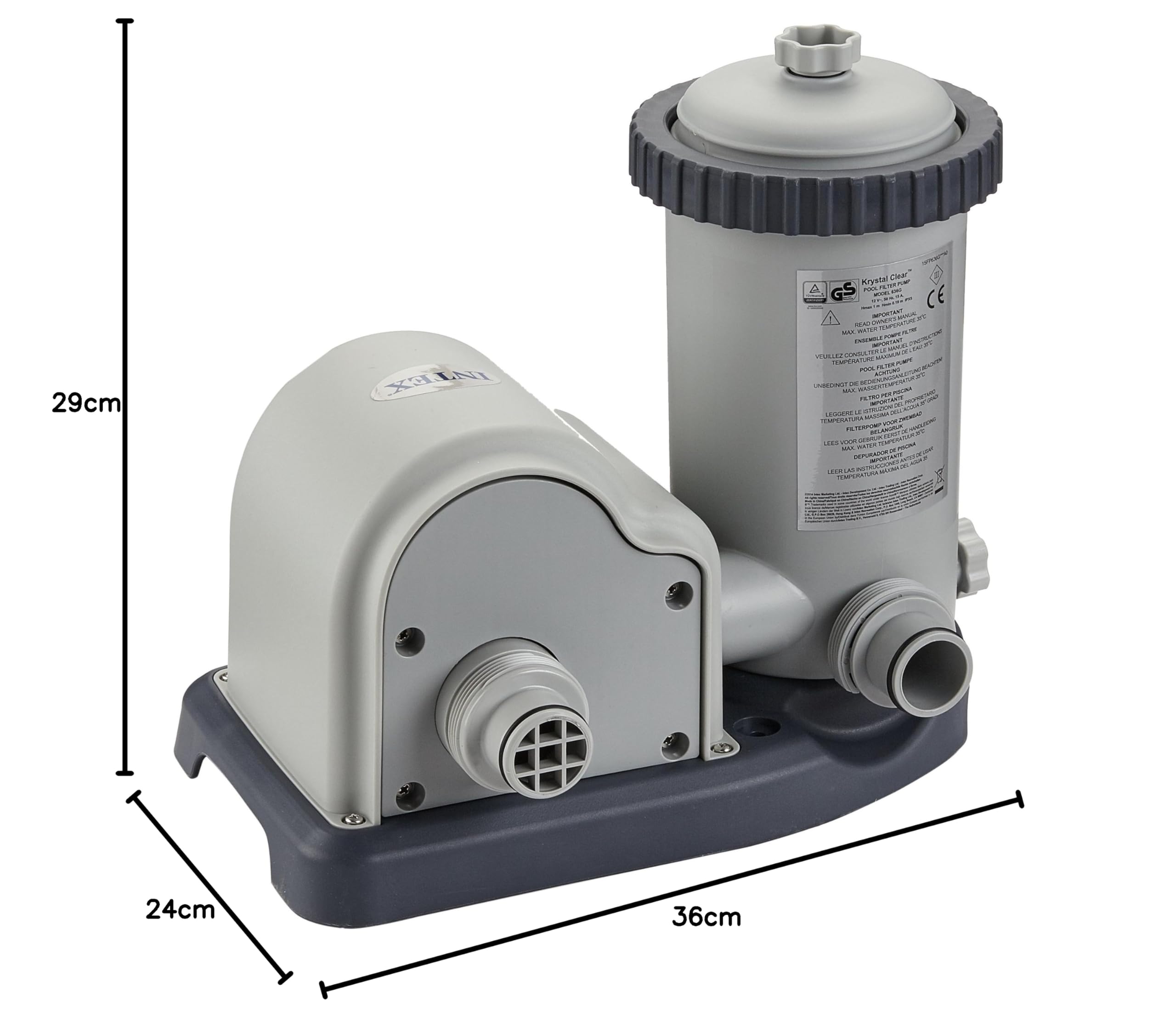 Intex Pompa filtrująca 1500 GPH Cartridge (12 V), szara, 36 x 24 x 29 cm, 28636GS