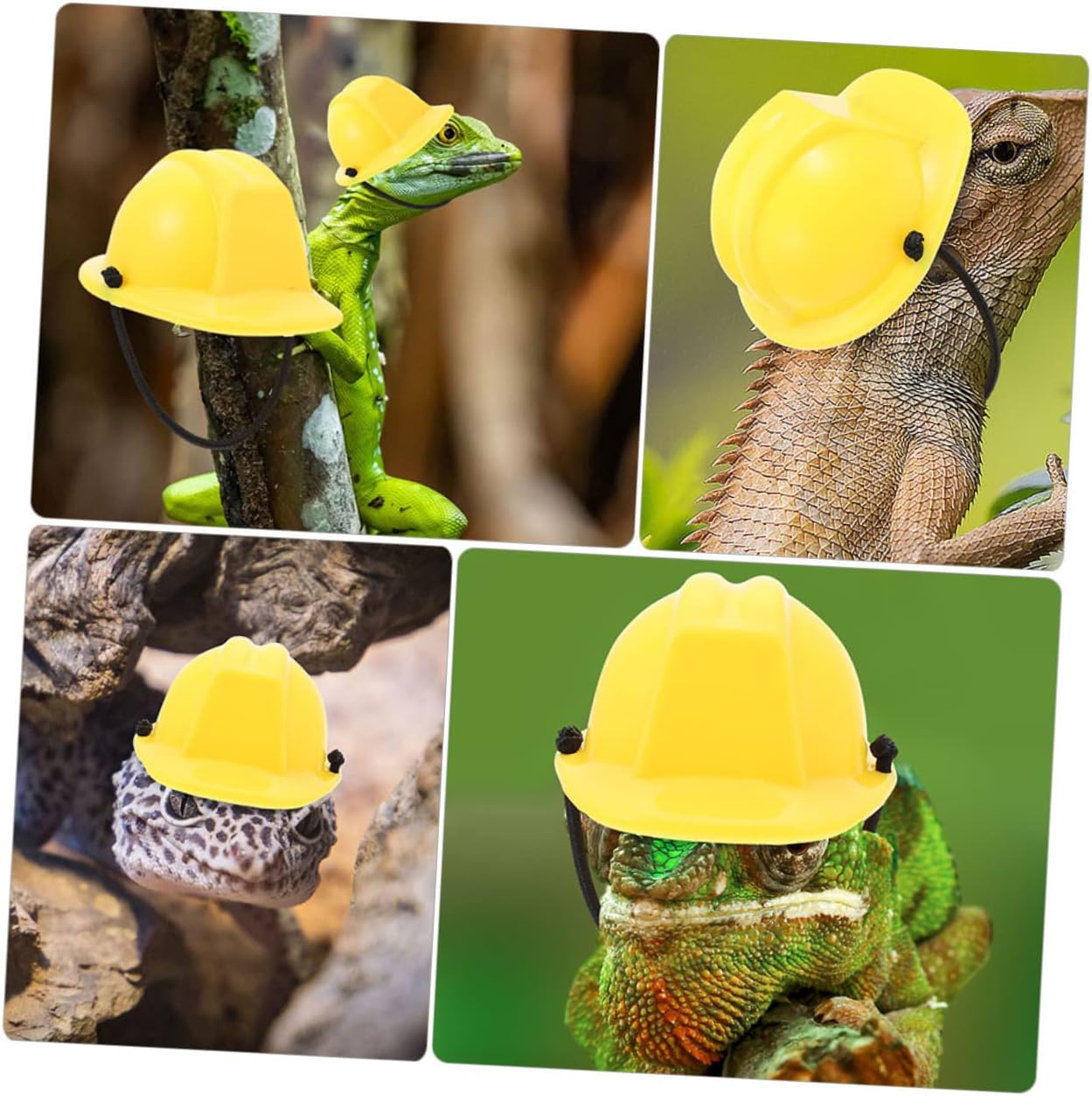 4pcs Snake Hat for Pet Chameleon Helmet Lanyard Reptile Accessories for Party Tiny Hard Hat for Iguana