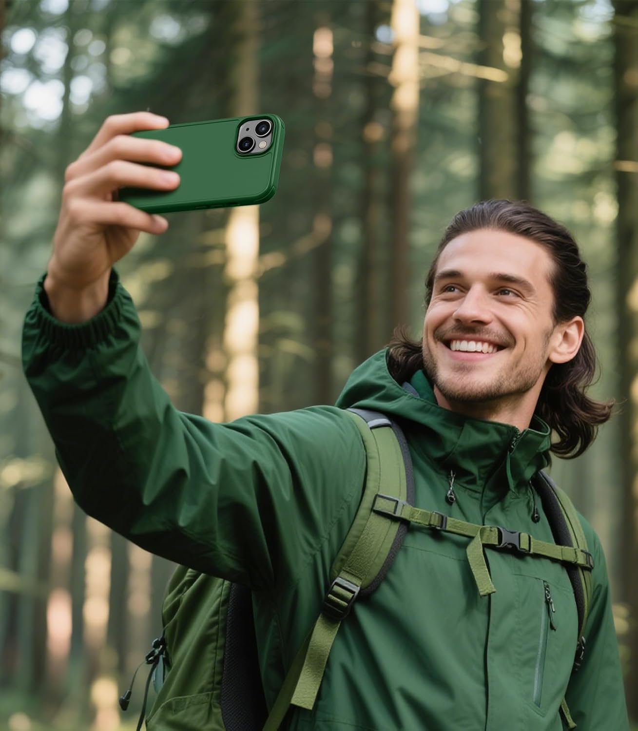 Mobnano for iPhone 14 & iPhone 13, Compatible with MagSafe – Frosted Matte Shockproof, Replaceable Anti-Collision Corners & Buttons (2 Colors), Slim Fit & Full Protection Phone Cover - Alpine Green