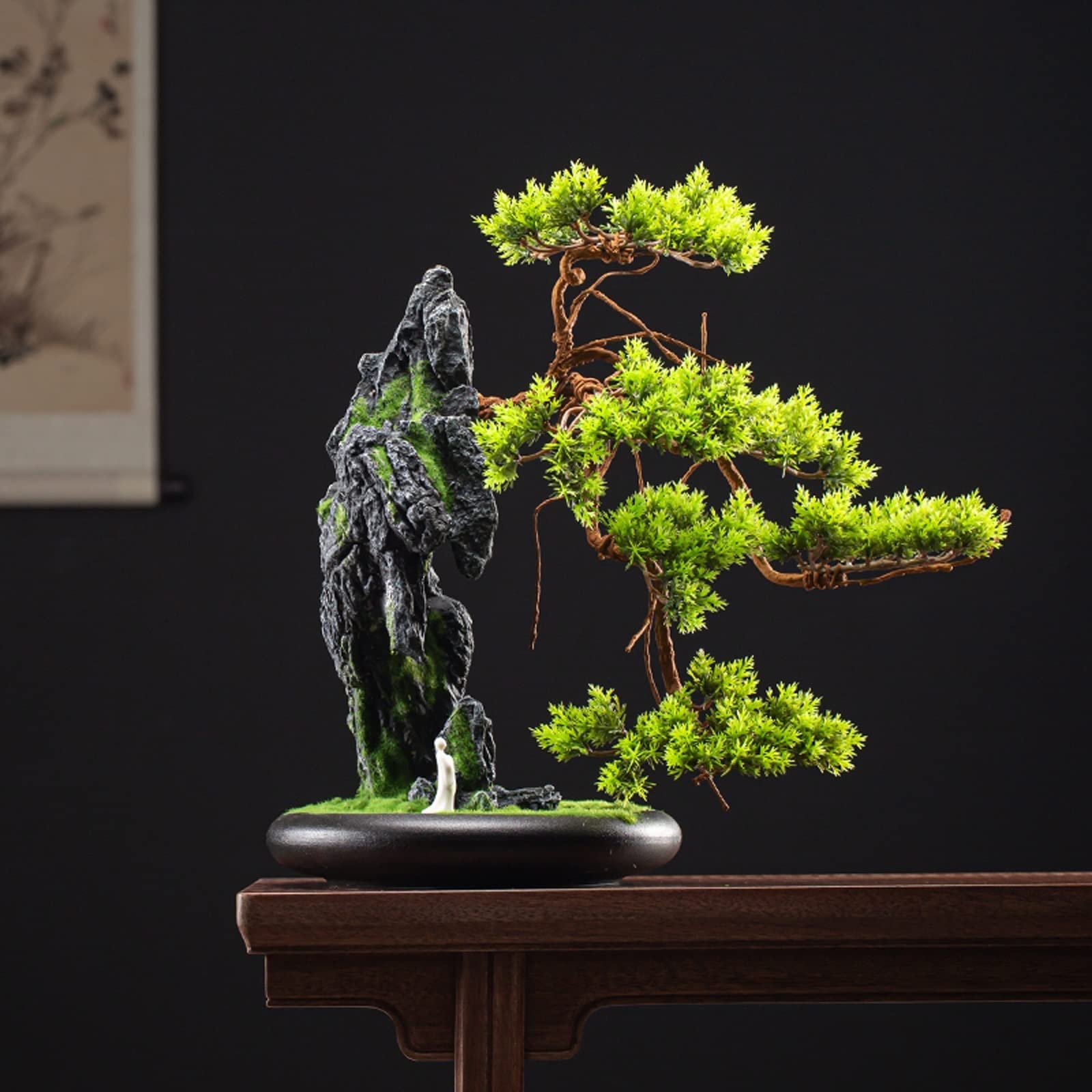 Bonsai Pianta Bonsai Artificiale Albero 16 pozzetto in Vaso Piante Verdi Artificiali in Vaso, Ornamenti Zen Decorazione Soggiorno Domestico Soggiorno Pianta Artificiale Bonsai