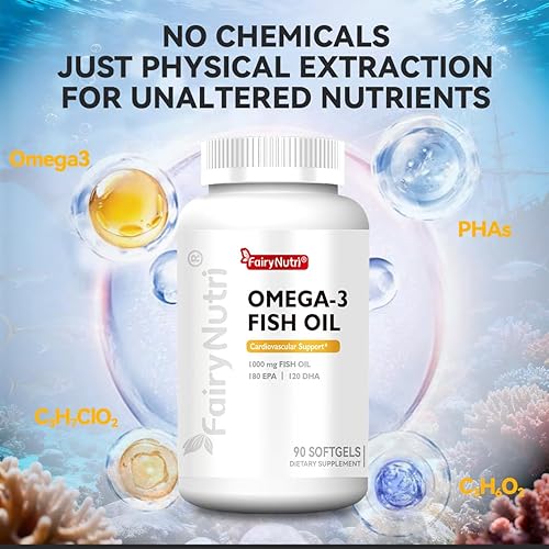 Miniatura 8 de Aceite de pescado Omega-3, 2000 mg de aceite de pescado puro de mar profundo con EPA DHA, 90 cápsulas blandas, sin gluten, sin sabor a pescado,