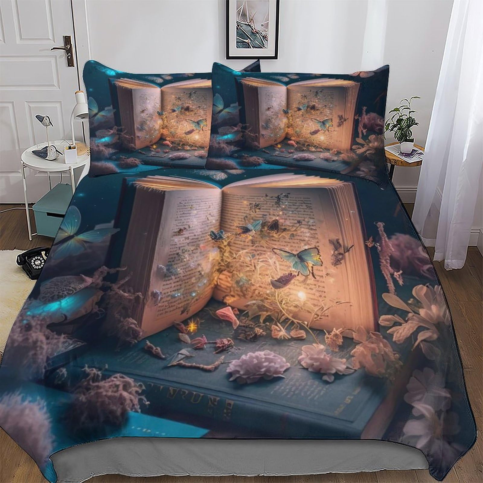 Dcccy Book-9 Book Duvet Cover Set With Pillowcases Printed Bedding Set Comforter Cover 3 Pieces Soft Microfiber Quilt Cover Double (200X200cm)