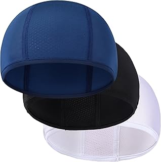 Set di 3 Sottocasco Bici Moto Estivo, Set di Protezione Solare per Ciclismo, Cuffia per Casco Traspirante, asciugatrice Rapida per Uomini e Donne