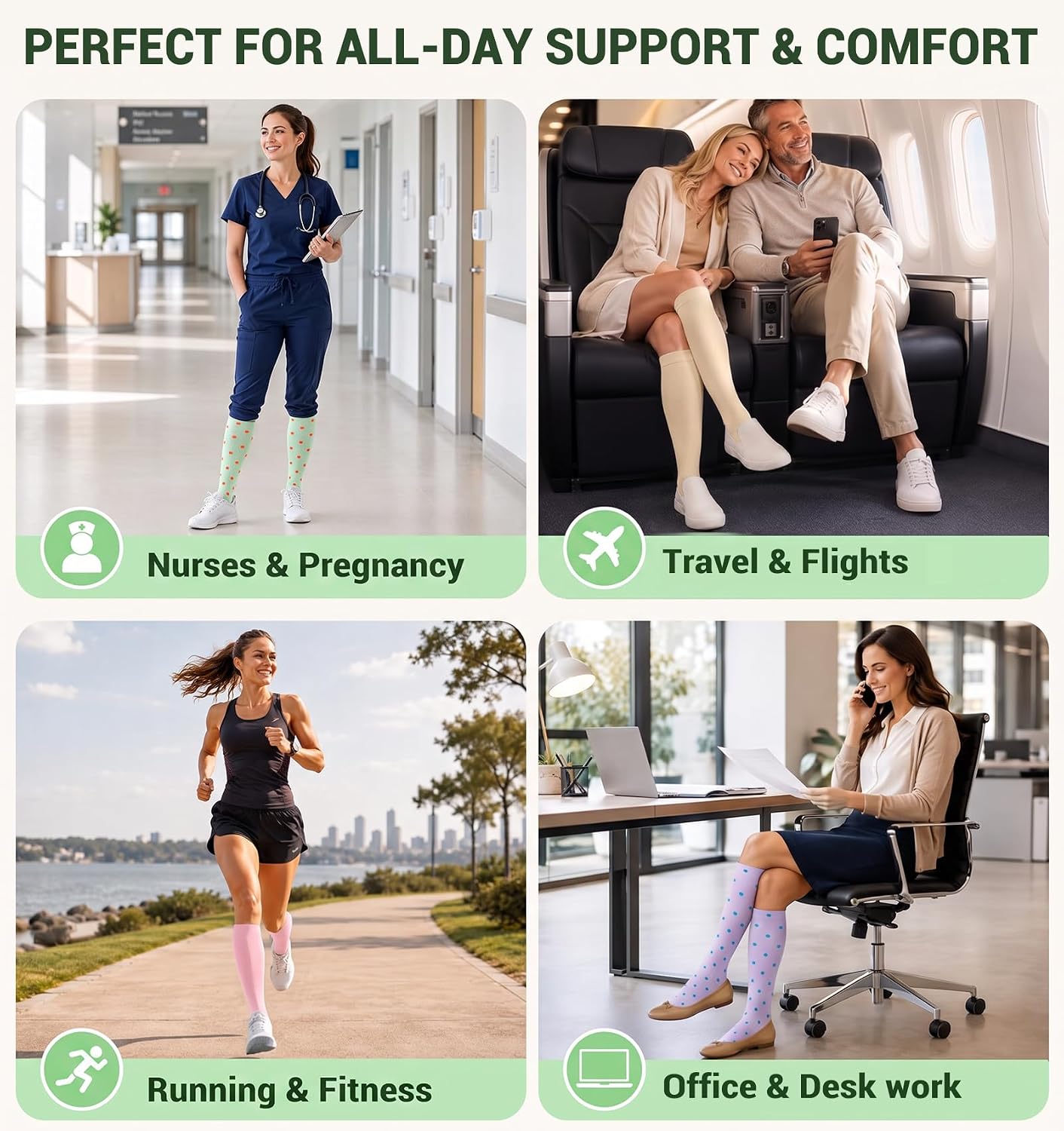 Bamboo Viscose Compression Socks for Women Men, 4 Pack, 15-20 mmHg Support image 4