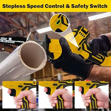 Brushless Cordless Reciprocating Saw (no Battery ) with 4 Blades & Safety Kit, 3500 SPM Variable Speed for DEWALT 20V Batteries for Wood, Tree Branch, PVC Pipe, Metal Cutting