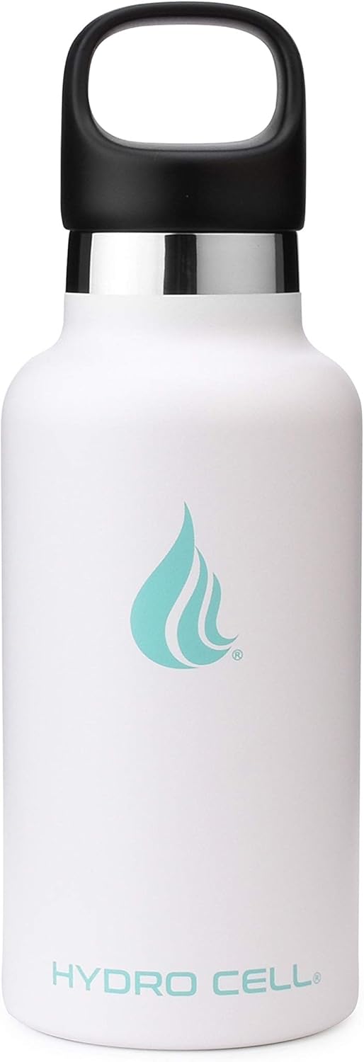 HYDRO CELL Stainless Steel Water Bottle with Straw & 2 Standard Mouth Lids (32oz 24oz 20oz 16oz) Keeps Liquids Hot or Cold w/Double Wall Vacuum Insulated Leak Proof Sport Design (White 16oz) - Image 2