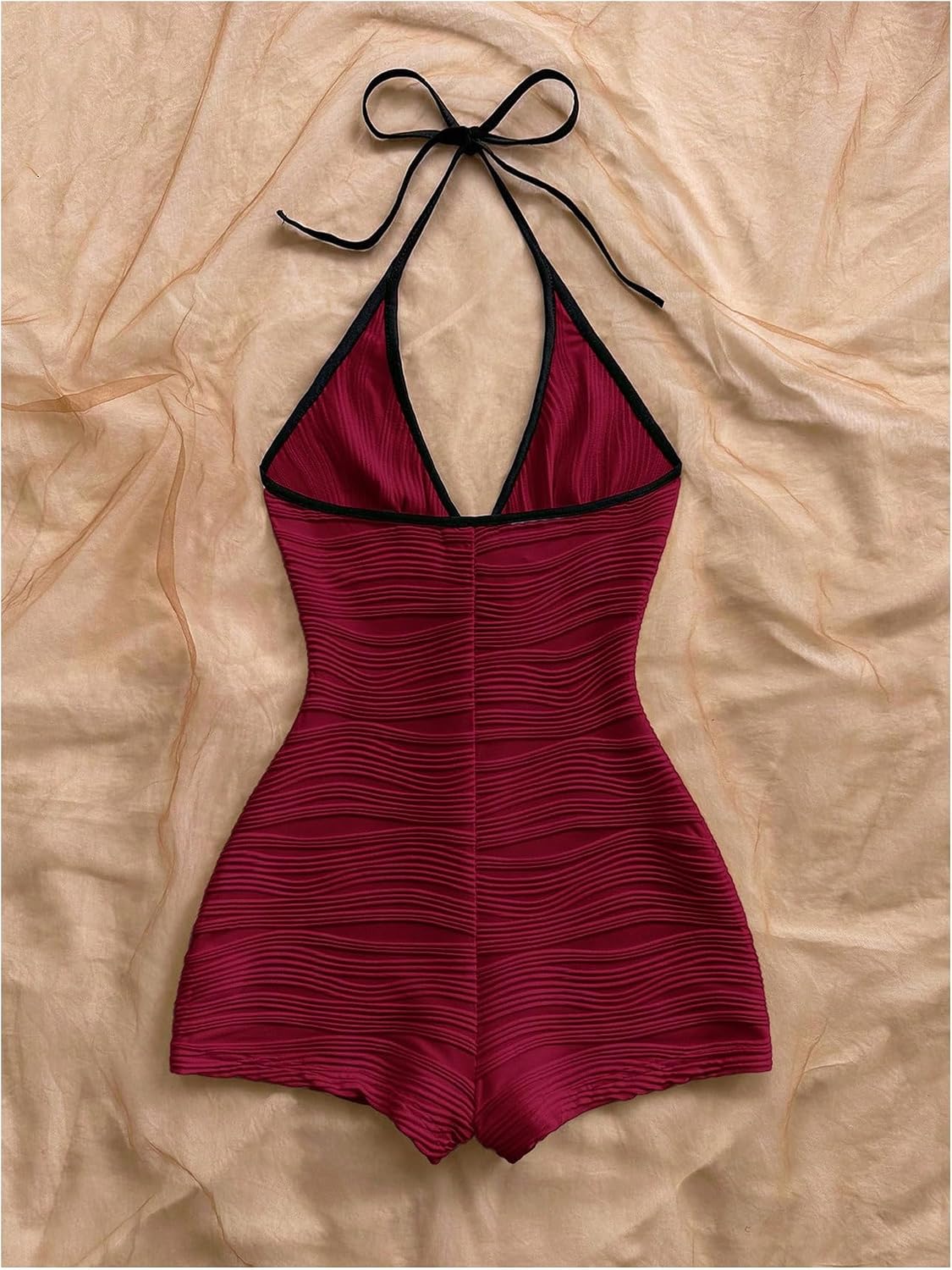 Verdusa Women's Rave Outfits Halter Rompers Cut Out Backless One Piece Bodycon Beach Jumpsuit