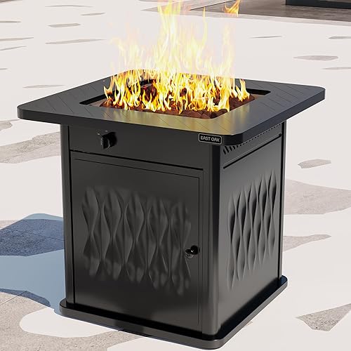 Vista 57 de EAST OAK Mesa para fogata de propano de 28 pulgadas, fogata de gas de acero de 50,000 BTU para exteriores, terraza de patio y jardín, mesa de fuego