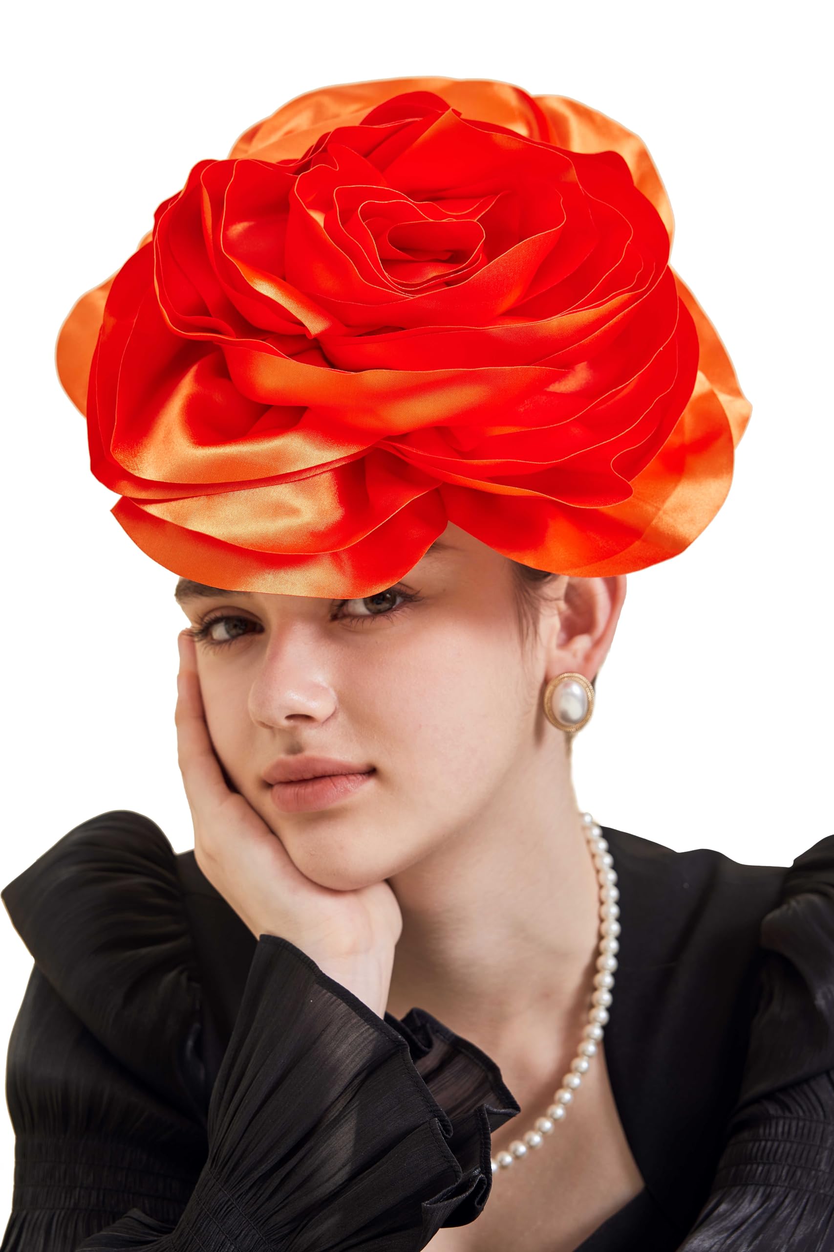 Gionforsy Flower Fascinators Hat Tea Party Hats for Women Rose Fascinators for Wedding