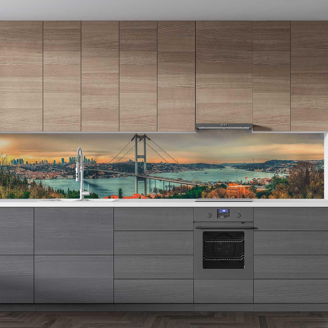 Mutfak Tezgah Arası Folyo Fayans Kaplama Folyosu istanbul Köprü 60x300 CM