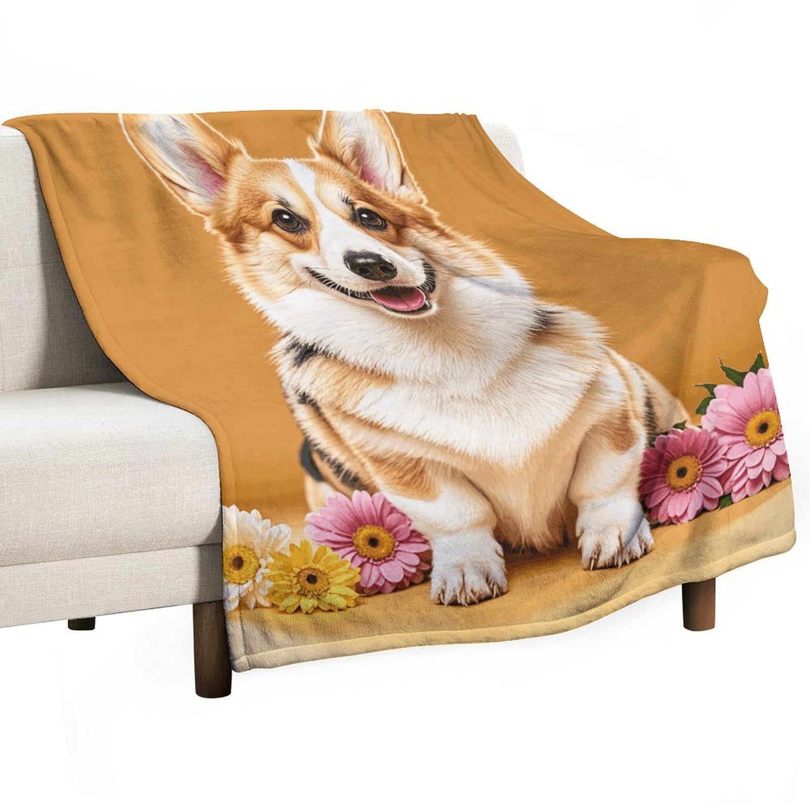 Couverture corgi pour lit et voyage, plaid léger en flanelle confortable