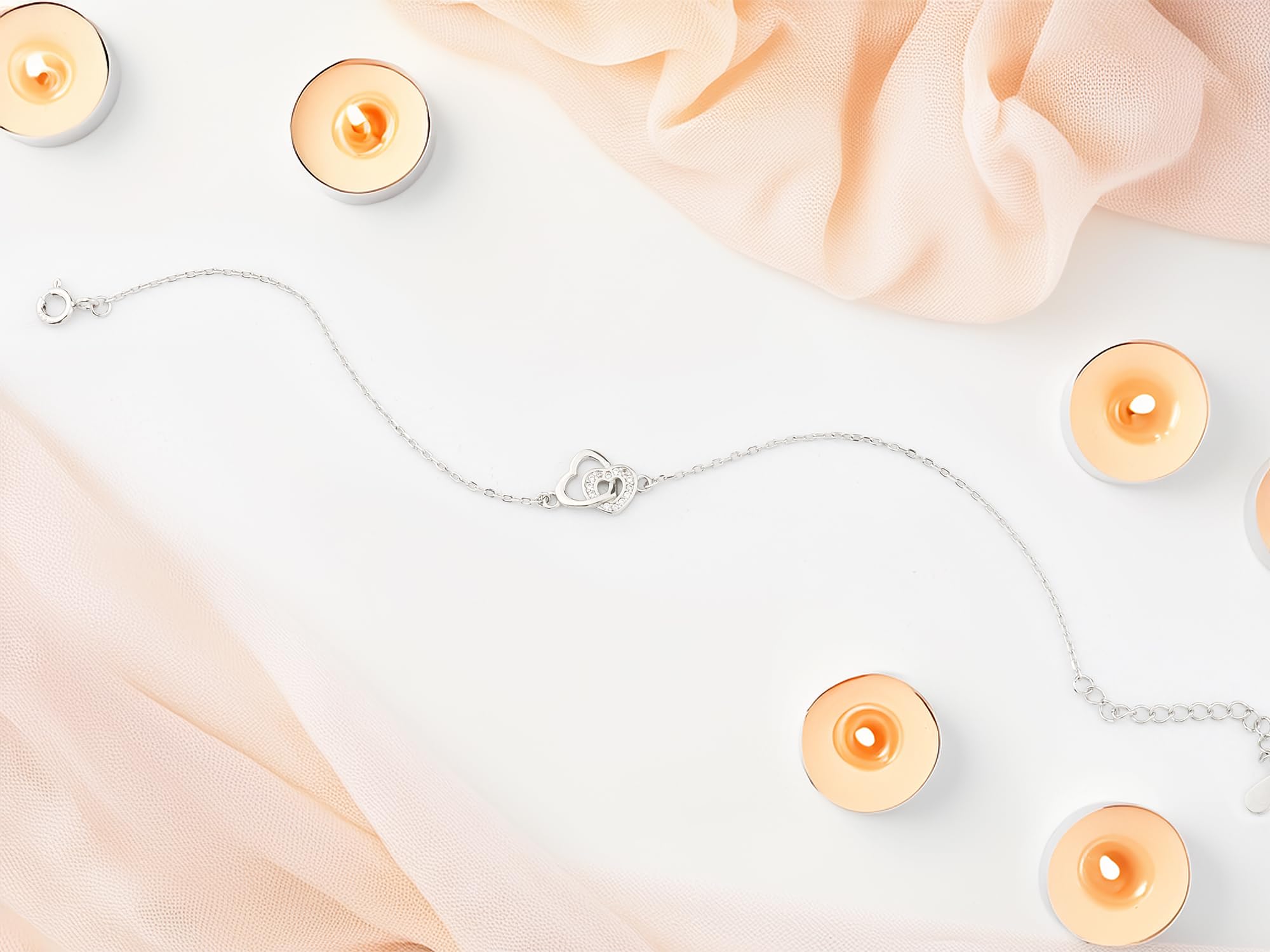 Sofia Milani - Bracciale da donna in argento 925 – con zirconi – doppio ciondolo a forma di cuore – B0396