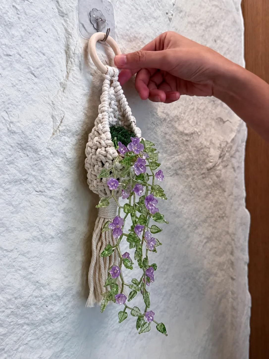Bobble Sprig Flower Vine Beaded Wall Hanging DIY Kit, Boho Decor - Orange