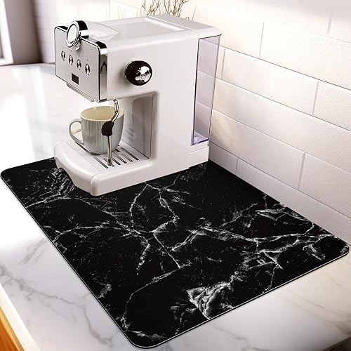 Miniatura 9 de Matace Tapete de secado de diseñador, 16 x 24 pulgadas, superficie de piel sintética y parte trasera de goma, absorción rápida, resistente al calor,