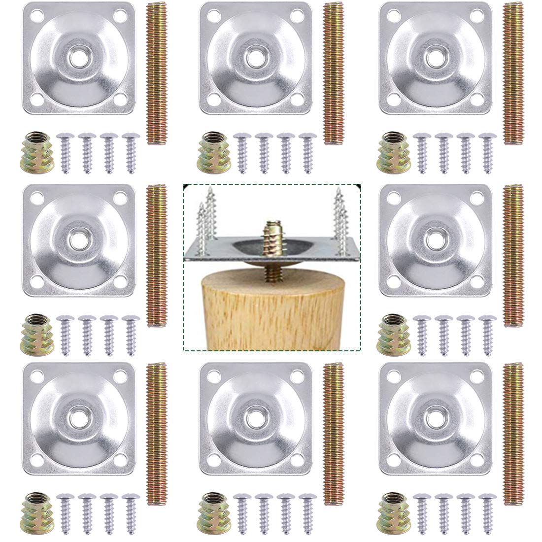 Buy Keadic 8 Sets Furniture Leg ing Plates with Bolts Screws