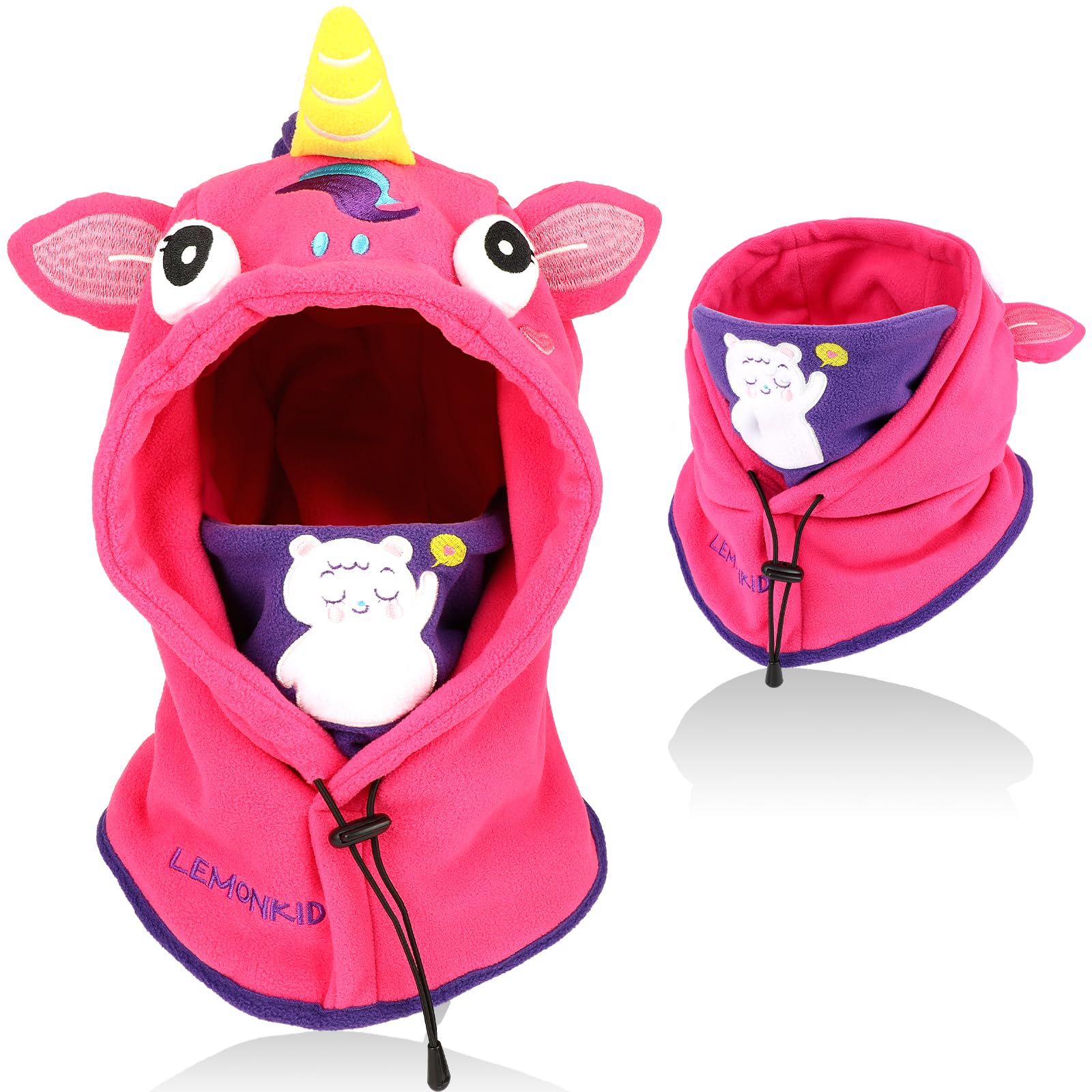 Cagoule d'hiver Thermique pour Enfants 2-12 Ans, Multifonction Coupe-Vent Réglable Masque de Ski, Bonnet en Polaire Chaude, Casquette Cache-Cou Tour de Cou écharpe pour Garçons Filles Plein Air