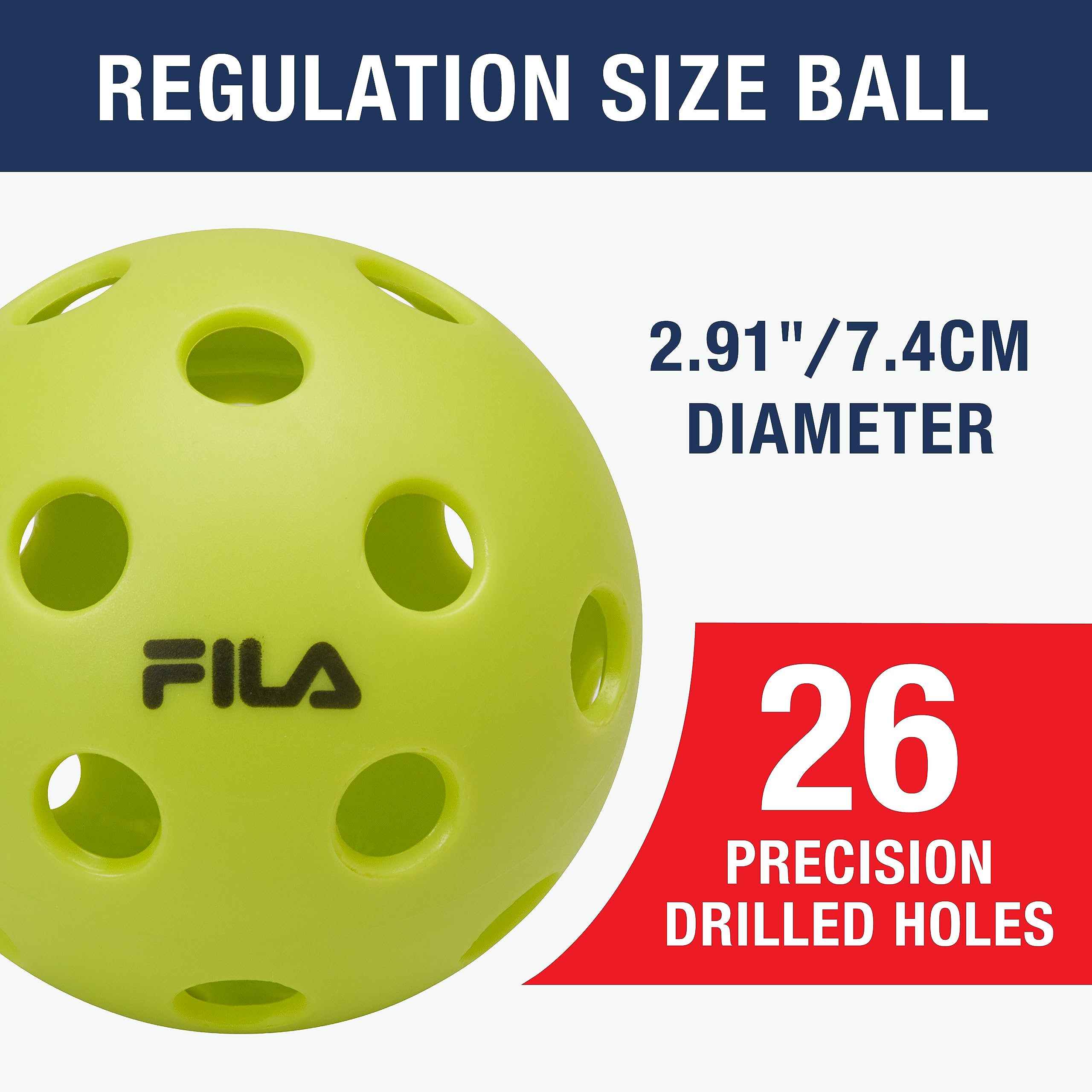 FILA Accessories Palline da pickleball per interni, ufficiali per interni, misura regolamentare, con 26 fori