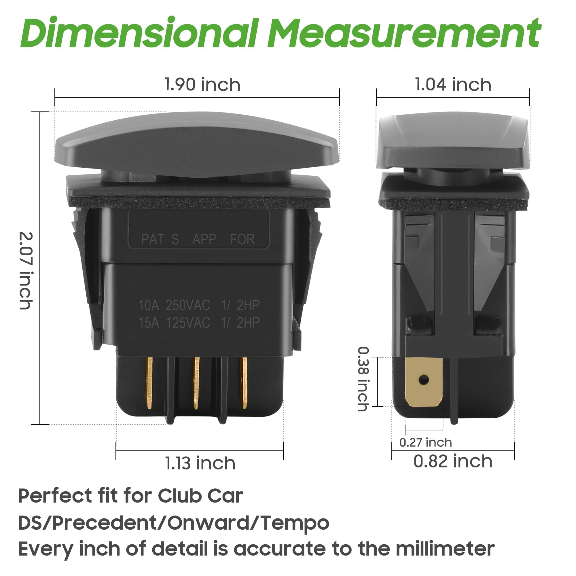 10L0L Interruttore di retromarcia avanti per golf cart compatibile con Club Car DS/Precedent (dal 1996 in poi)/avanti/tempo 48 V modelli di golf cart elettrico, interruttore a bilanciere FWD REV