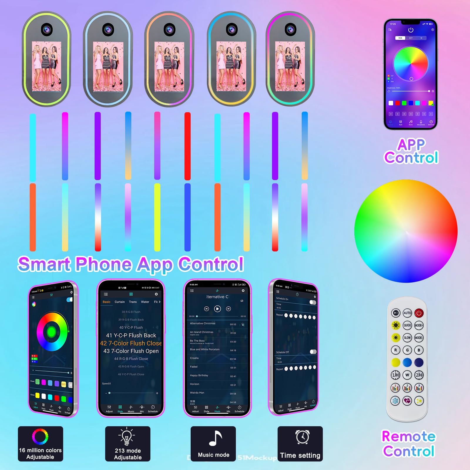 Mirror Photo Booth Machine with 15.6'' Touch Screen Mirror Photo Booth Machine with Flight Case,Built-in Mini PC APP Remote Control RGB Light for Party Events Wedding Rental (White)