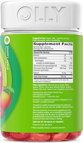 Miniatura 7 de OLLY Anillos de gomitas para el metabolismo, suplemento masticable para el metabolismo y la energía celular,* vinagre de sidra de manzana, vitamina